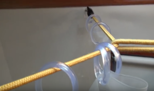 Bungee cord as a shower rail